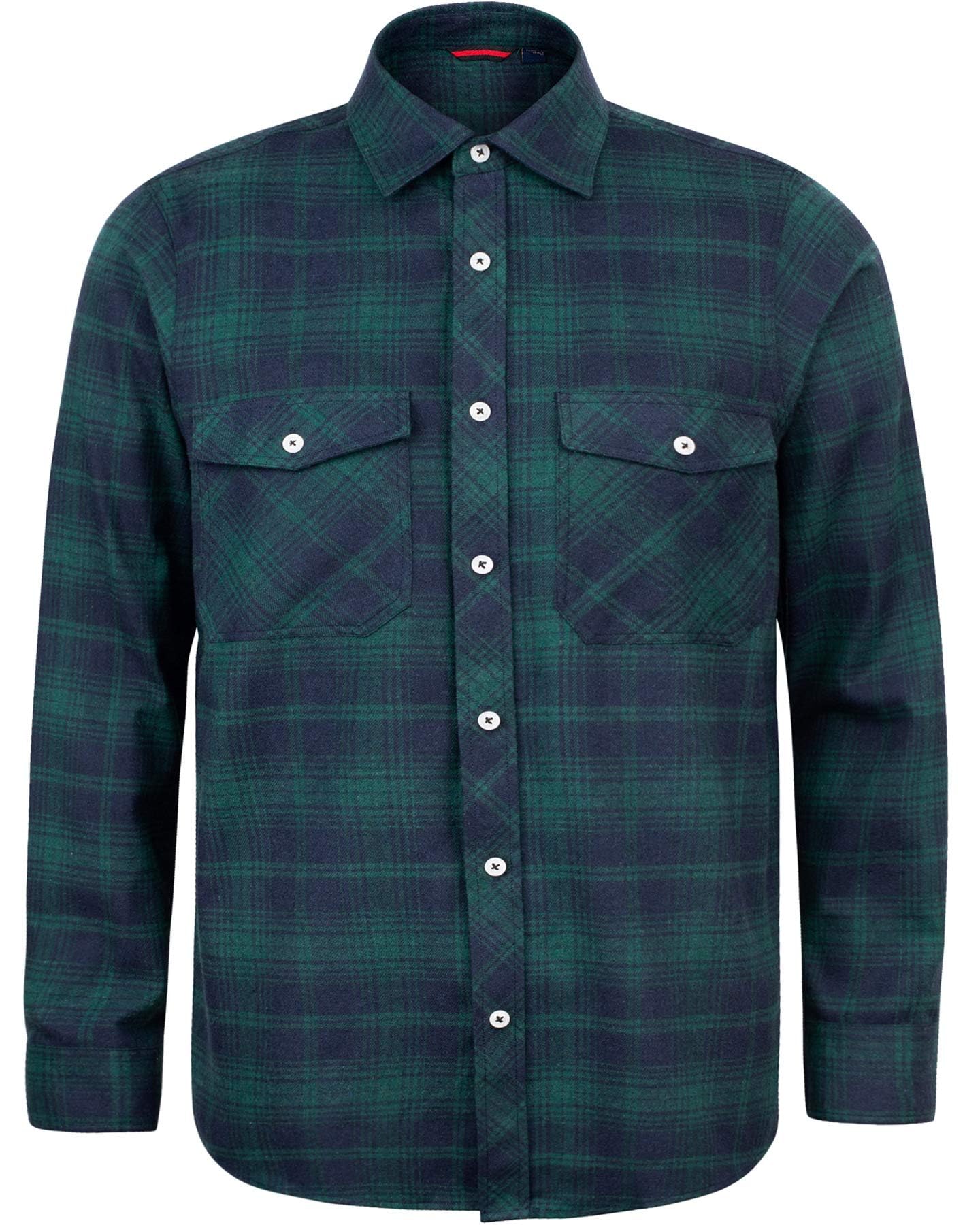 J.VER Herren Hemd Kariertes Flanellhemd Freizeithemd Regular Fit Langarm Karohemd Baumwolle HolzfäLler Oberteil Casual Shirt mit Brusttasche
