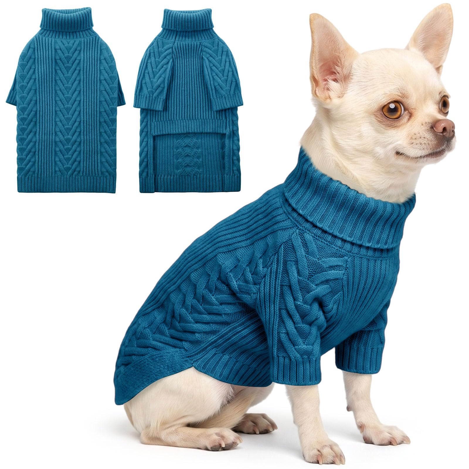 ASENKU Dog Sweater for Small Dogs, Turtleneck Dog Sweater for Yorkie — image 1