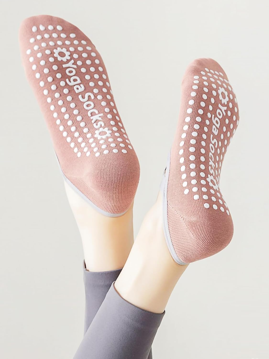 1/2 Pairs Yoga Socks for Women Non Slip Grip Pilates Athletic Barre Ballet Workout Socks - Image 7