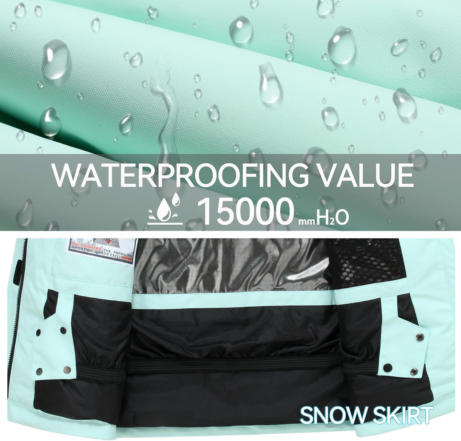 Women's Ski Jacket Windbreaker Warm Snowboarding jacket, Waterproof Winter Coat Hooded Snow Jacket