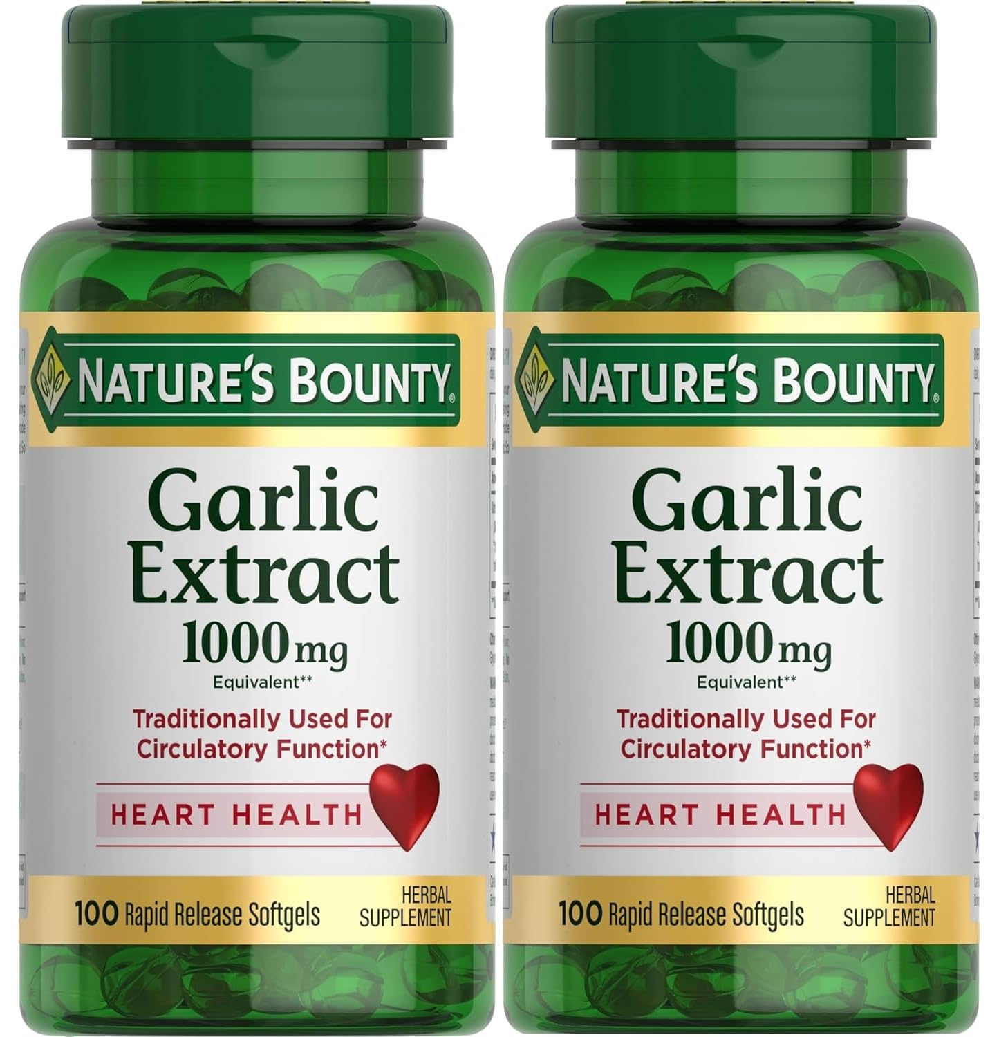 Nature's Bounty Garlic Extract 1000 mg Softgels 100 ea (Pack of 2) 100 Count (Pack of 2)