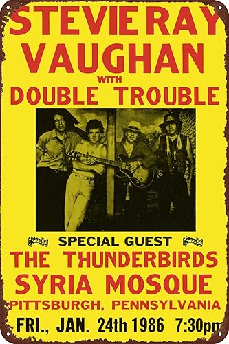 Letreros de metal vintage Stevie Ray Vaughan y Double Trouble 1986 Concierto Tour Poster Art Print  Ideal para decoración del hogar  Tamaño de 8 x