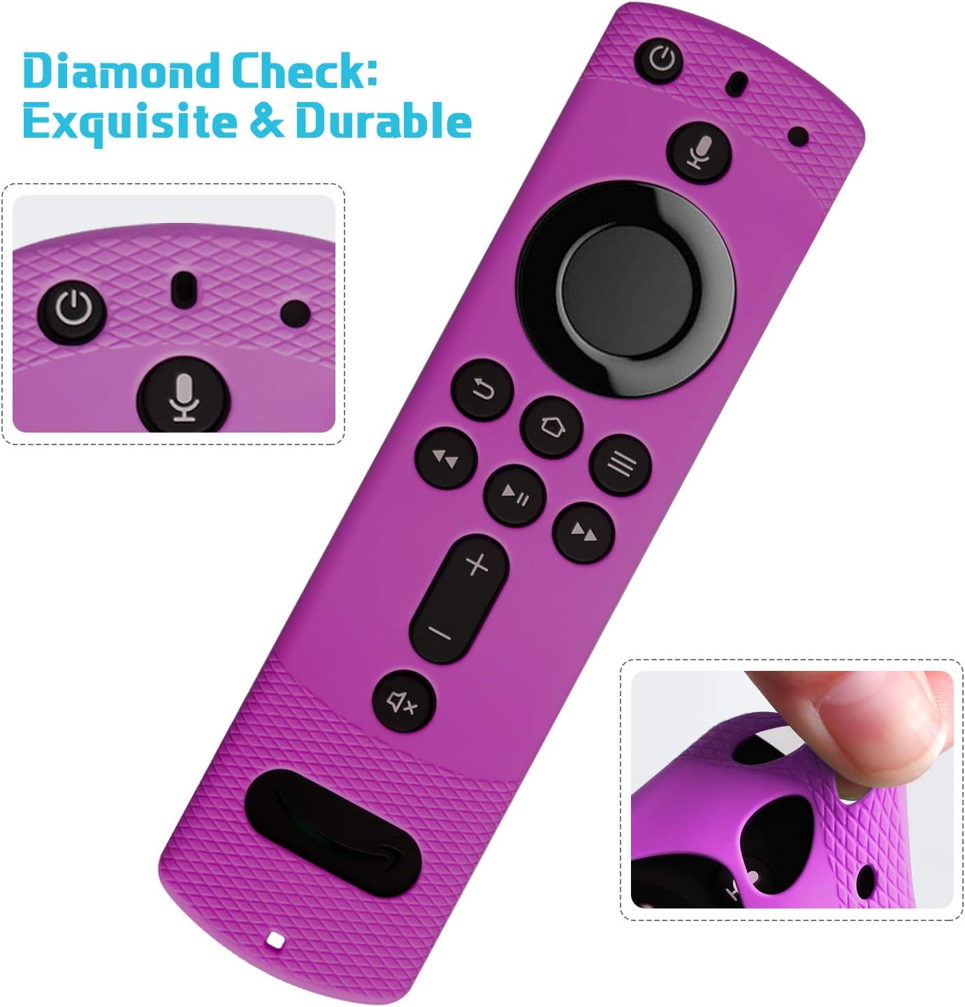 Remote Cover for Fire TV Stick 4K QCUTE Shockproof Silicone Remote Case Shockproof for Fire TV Cube/Fire TV (3rd Gen) Compatible with All-New 2nd Gen Alexa Voice Remote Control with Lanyard