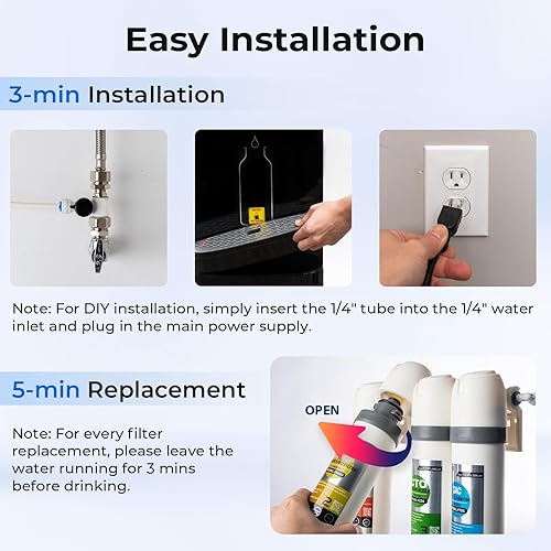 Miniatura 9 de iSpring Dispensador de agua sin botella con filtración de 4 etapas, probado por SGS, 99% de eliminación de plomo, dispensador de enfriador de agua -