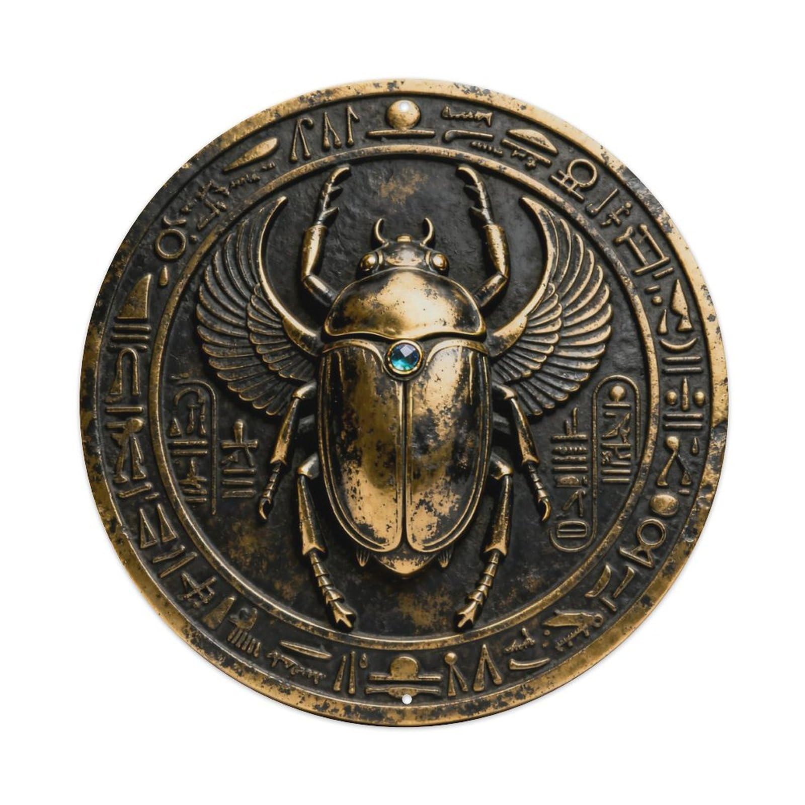 Scarab Push Sun Forever Metal Tin Sign Plaque