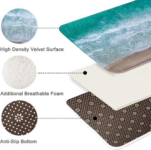 Miniatura 6 de Britimes Juego de 2 tapetes de baño, alfombras antideslizantes, color azul, mar, azul, playa, decoración de baño, alfombras de 16 x 24 pulgadas y 20