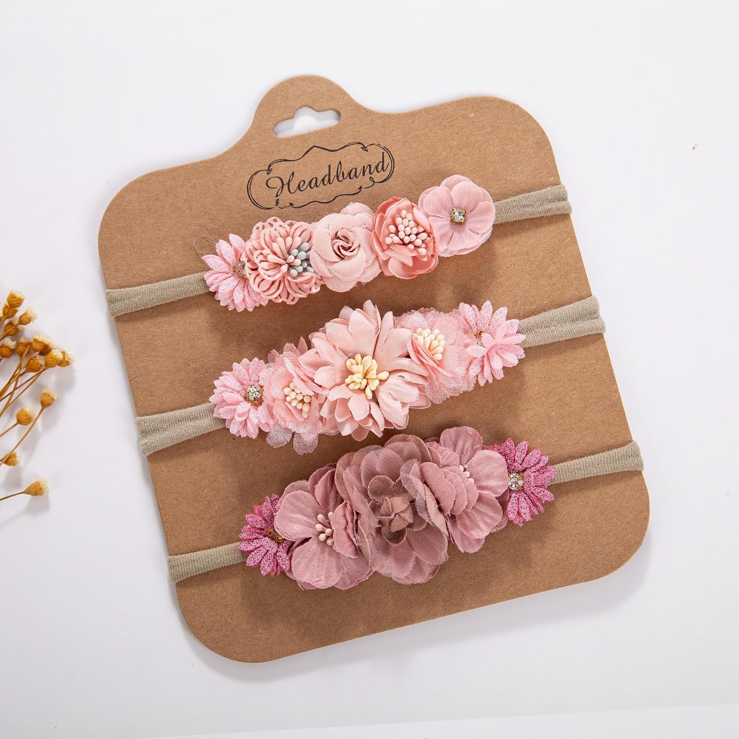 Baby Girls Floral Headbands Super Soft Stretchy Nylon Flower Hairband Newborn Toddler Hair Accessories Gifts