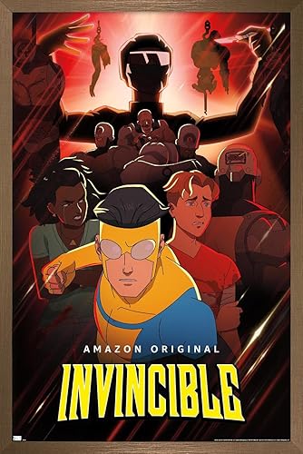 Trends International Invincible - Póster de pared de una hoja, color rojo, 34 pulgadas de largo x 22.4 pulgadas, versión enmarcada en bronce