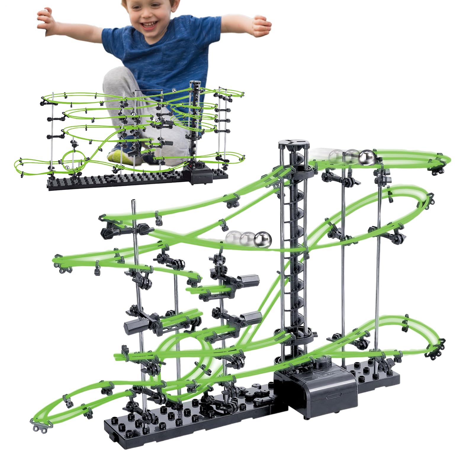 Achterbahnspielzeug - Murmelbahn Bausatz, motorisiertes Achterbahn-Set | STEM Lernspielzeug für Kinder, Jugendliche, Erwachsene, Familienfreunde, Geburtstag, Weihnachten,
