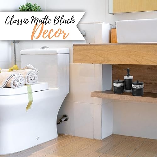 Miniatura 9 de Autumn Alley Adorable juego de 3 piezas de accesorios de baño moderno de granja para lavabotocador, dispensador de jabón negro mate, recipiente de