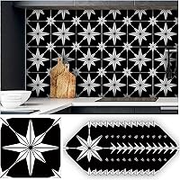 Vista 9 de Alwayspon 12 calcomanías mate para azulejos de pared, autoadhesivas, para cocina, baño, 6 x 6 pulgadas, trébol negro de cuatro hojas, 002