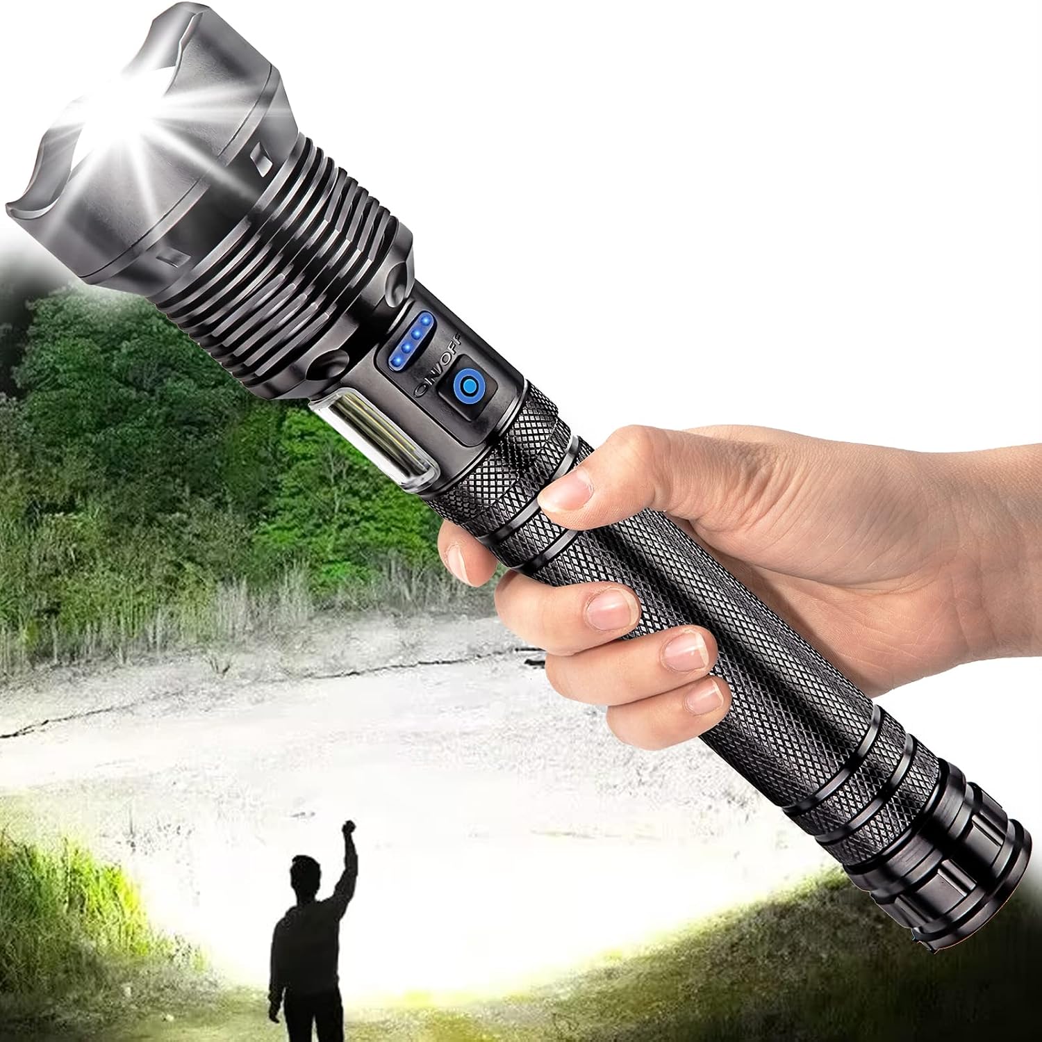Tongtai Rechargeable LED Flashlights 90000 High Lumen Brightest Flashlight,Upgrade P70.2 Super Bright Powerful Flashlight with Sidelight,Zoom,7 Modes