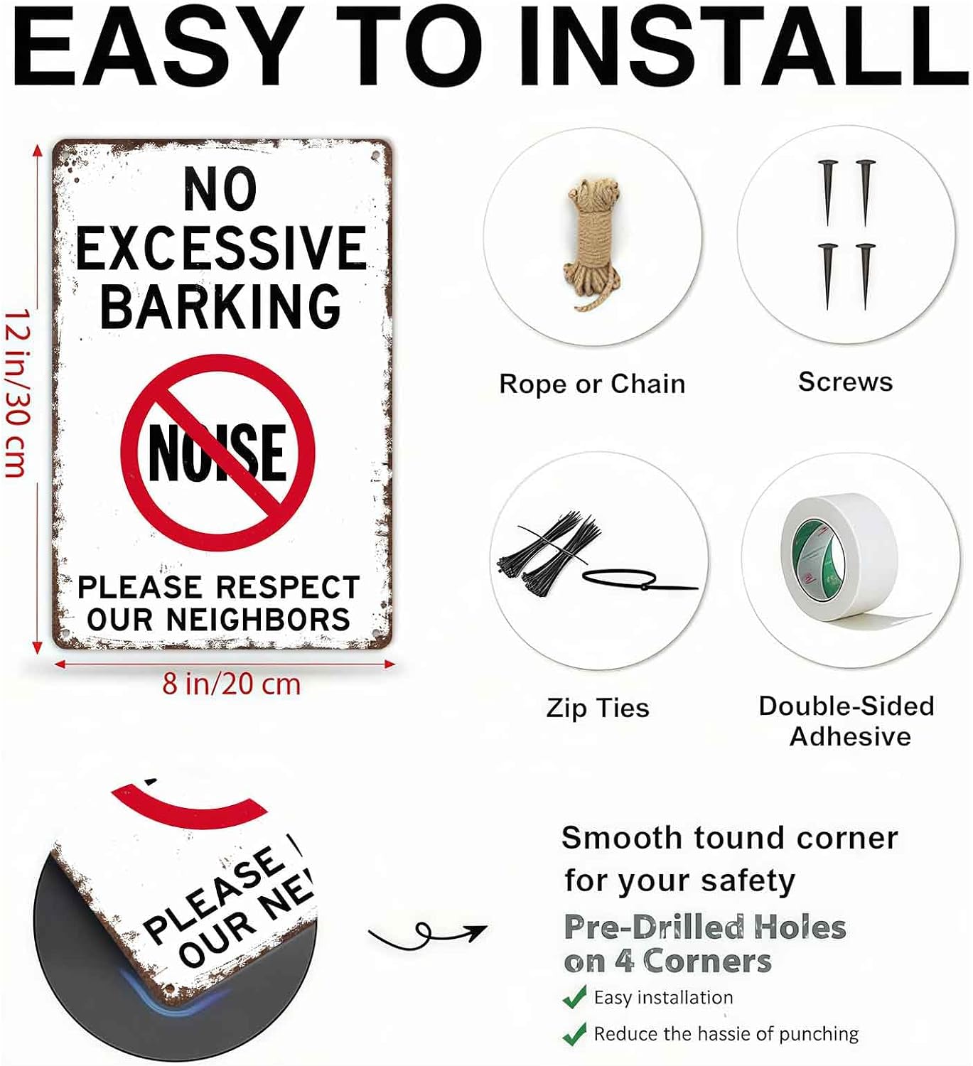 No Excessive Barking Noise Please Respect Our Neighbors Metal Sign 8x12 In image 4