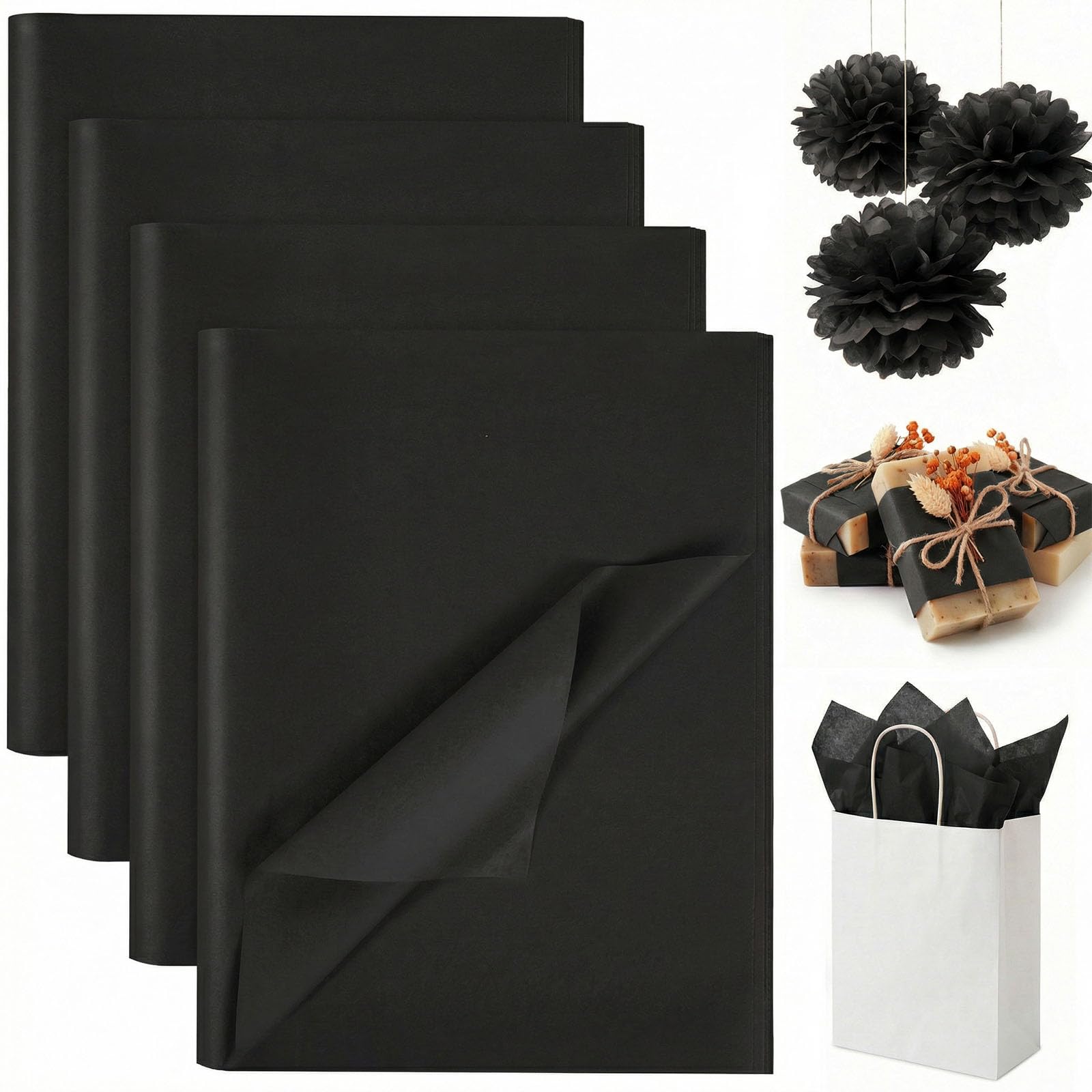 Koogel 330 Sheets Black Tissue Paper, 14 X 10 inches
