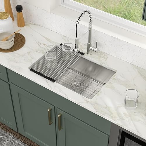 Miniatura 82 de Logmey Fregadero de barra de 21 pulgadas de acero inoxidable de 21 x 18 pulgadas, fregadero de barra pequeño de acero inoxidable de calibre 16