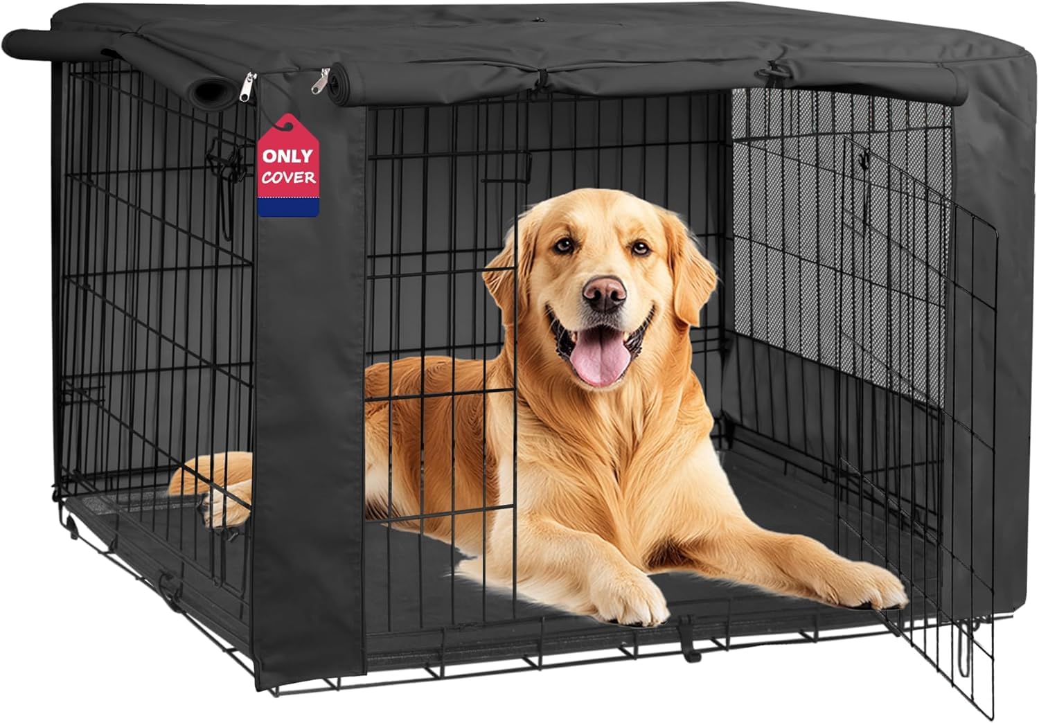 Hicaptain Black Dog Cage Cover For Wire Cages, Dog Crate Cover, Windproof, For Indoor And Outdoor Use (Cover Only, 109 * 73 * 76Cm)