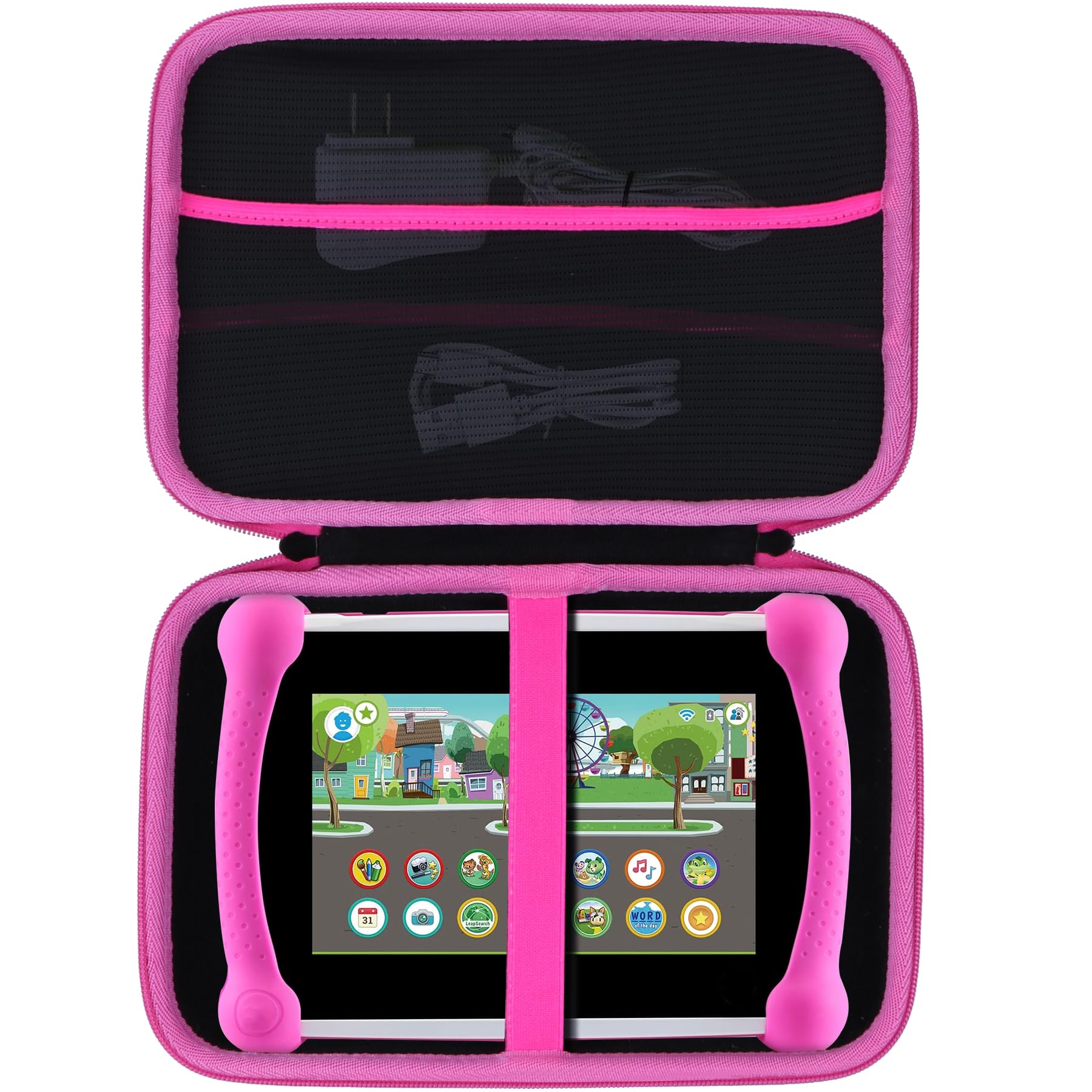 Lebakort Storage Case Compatible with Leapfrog LeapPad Academy/LeapPad Ultimate/Epic Academy Edition 7-Inch Touchscreen Learning Tablet (Black + Pink