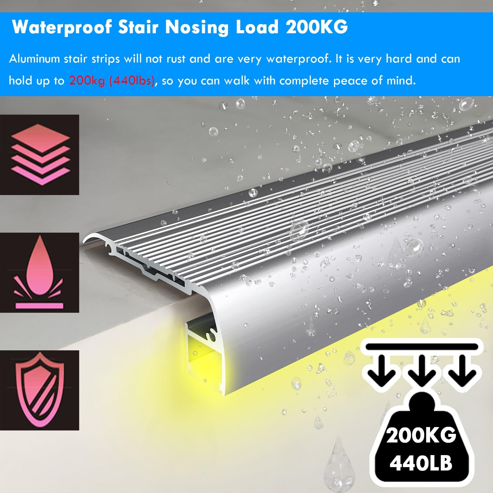 Stair Edge Protector, L-Shape Step Edge Trim Strips, Self Adhesive Stair Anti Slip Nosing,2 - View #2