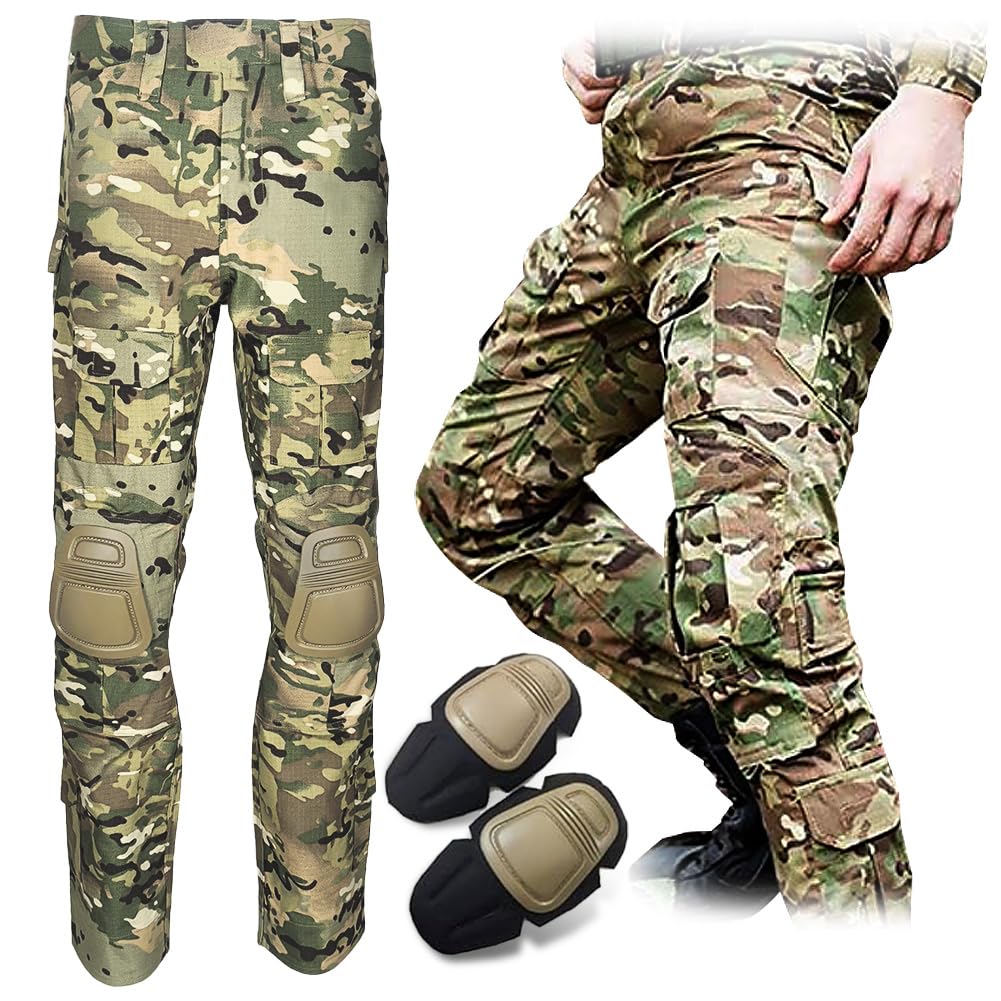H World EU Army Army Tactical Airsoft Paintball Shooting Pants Combat Pants for Men with Knee Pads MCBK