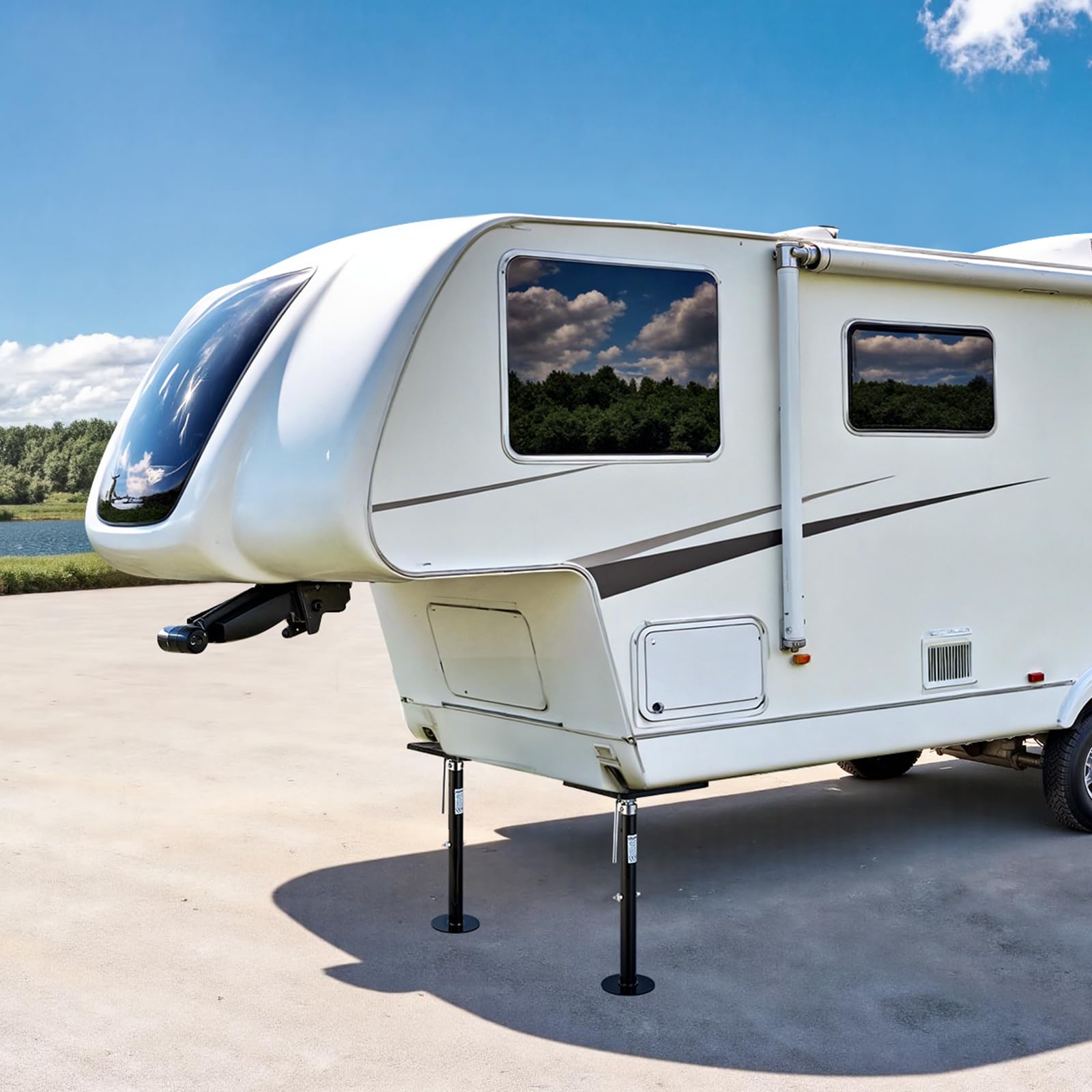 VEVOR Podnośnik samochodowy do SUV-a Camper 2 sztuki, stalowe wsporniki lakierowane proszkowo do kamperów, nośność do 453 kg, regulowana wysokość od 541,02 do 1219,2 mm, stopa podporowa