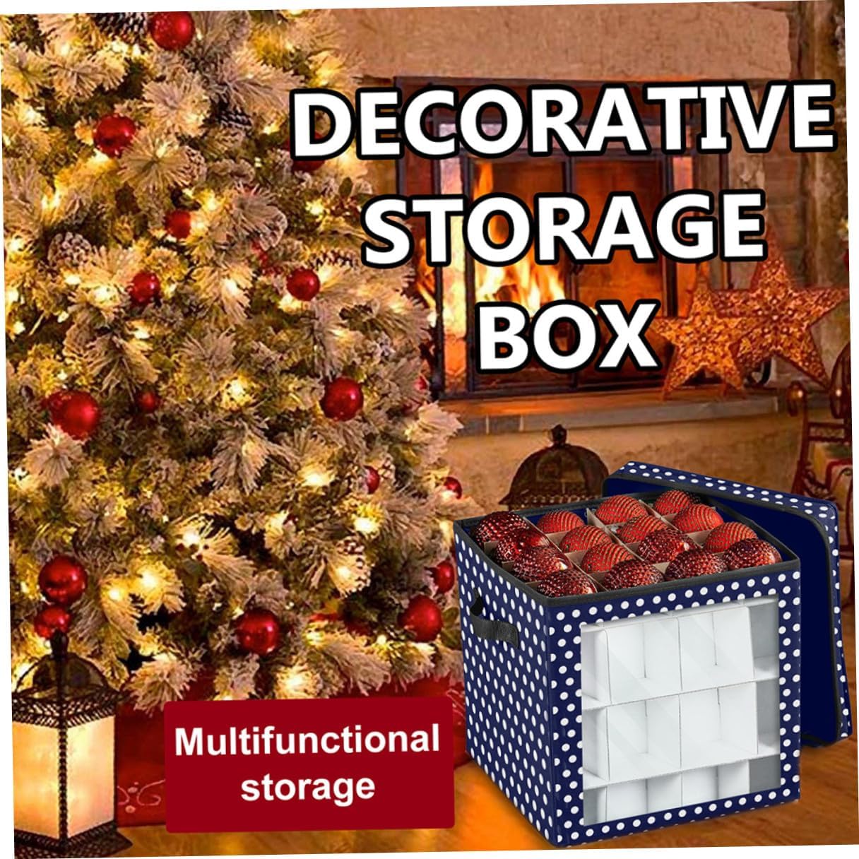 Garneck Christmas Ball Storage Box 36 Compartments Oxford Fabric Xmas Ornament Container Blue Holiday Decoration Organizer