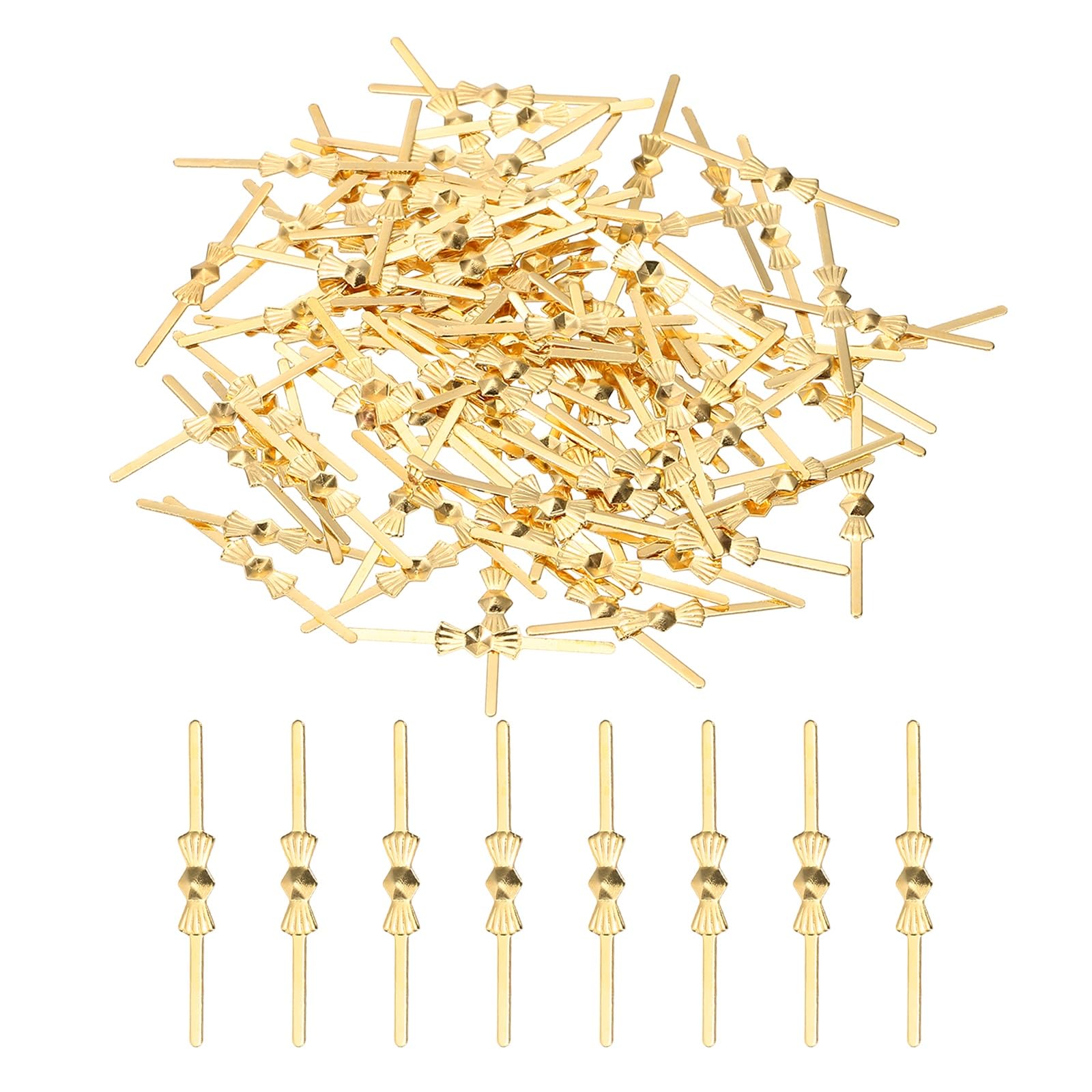 sourcing map 150Pcs Chandelier Connector Clip, 25mm/0.98" Copper Crystal Chandelier Pin, Lamp Connectors Clips Replacement for Fastening Crystals Lamp Ceiling Light Parts, Golden