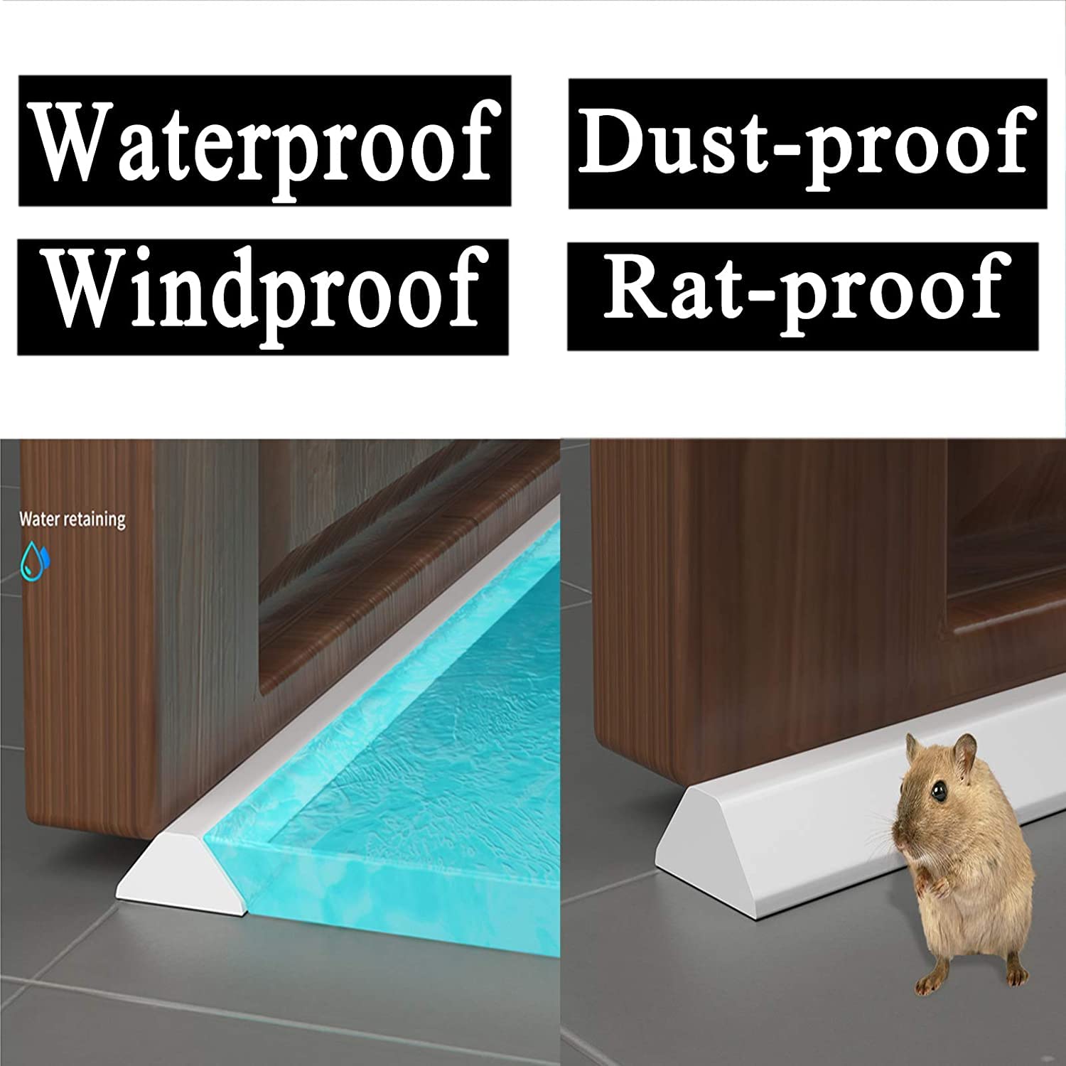 Elastyczna listwa uszczelniająca do łazienki na podłogę Ber Waterof 280 cm próg Ed Water Retent Guard (czarny)