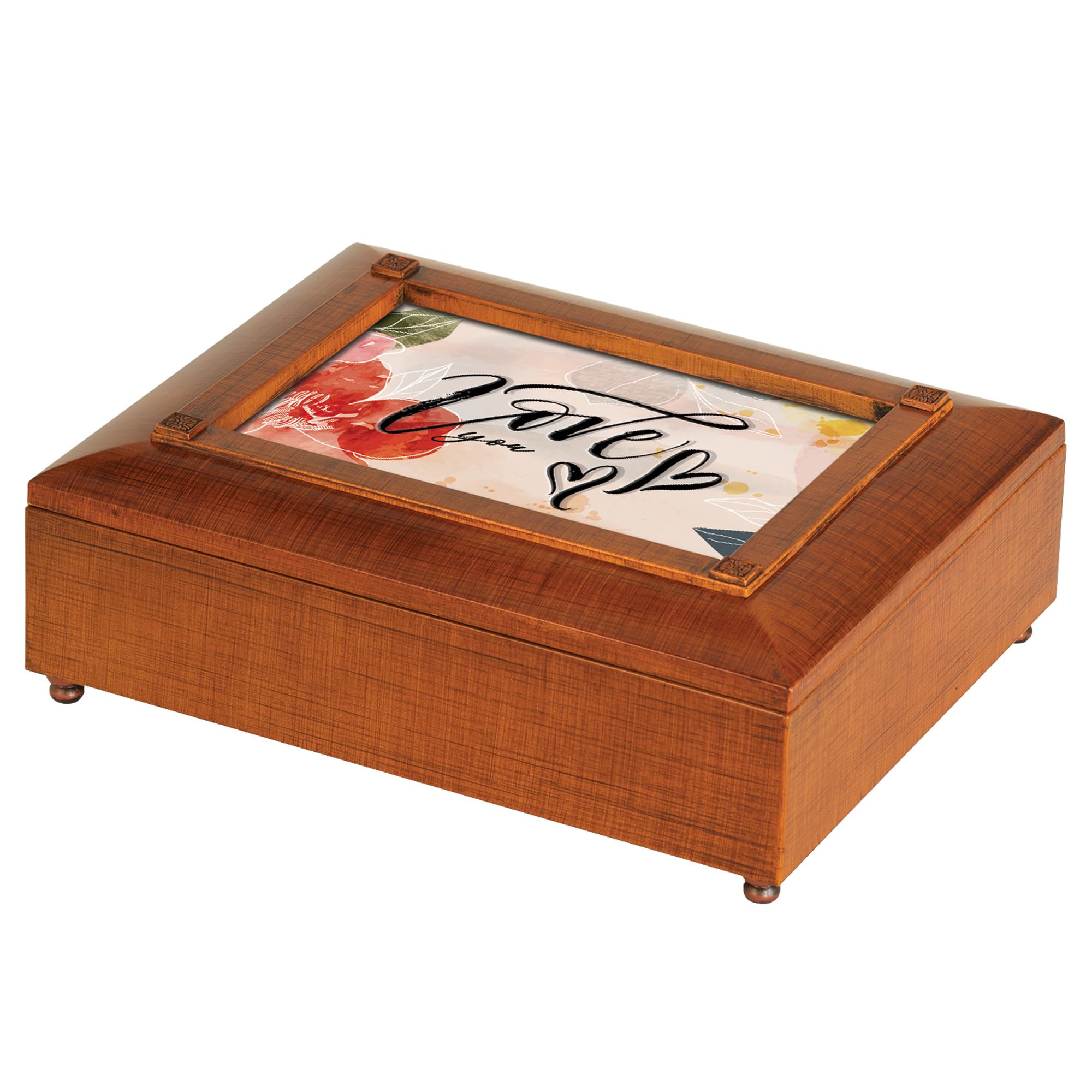Cottage Garden JBRB17 Love You Red Floral And Woodgrain Polymer Photo Frame Keepsake Jewelry Storage Box