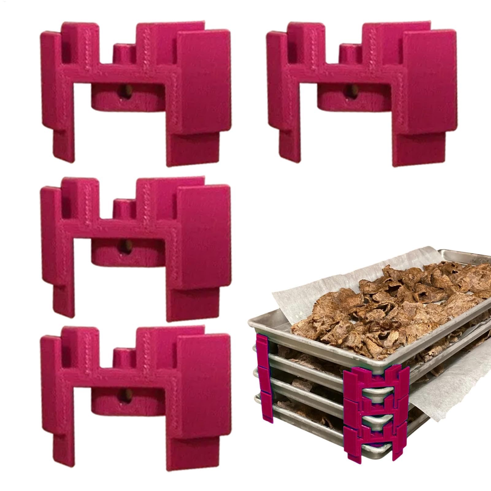 Tray Stacker, Reusable Food Tray Stacker, Set of 4 Baking Sheet Stacking Clips, Space Saving Food Tray Stacker Clips, Reusable Trays Stacking Holder for Freeze Dryer Machine Tray Holder