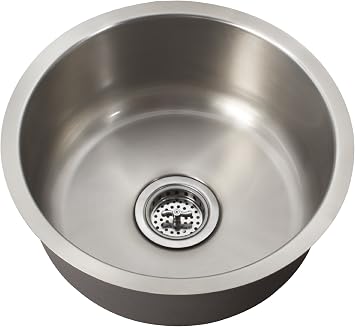 Schon SCSBR18 Undermount 18-Gauge Single Bowl Round Bar Sink 17 1/8-Inch, Stainless Steel