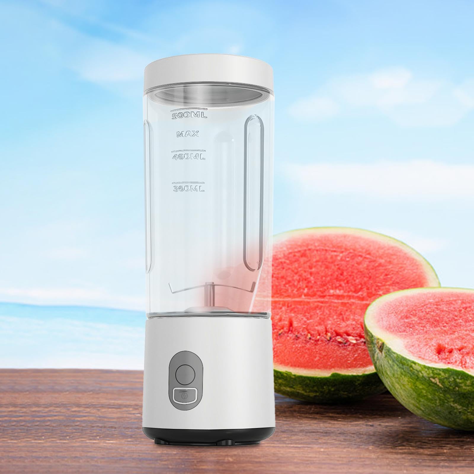 Blender Portable Mini Mixeur Bouteille Jus Fruits 180W Fonction Nettoyage Facile Convient Gym Bureau Maison Bébé Repas, Blanc