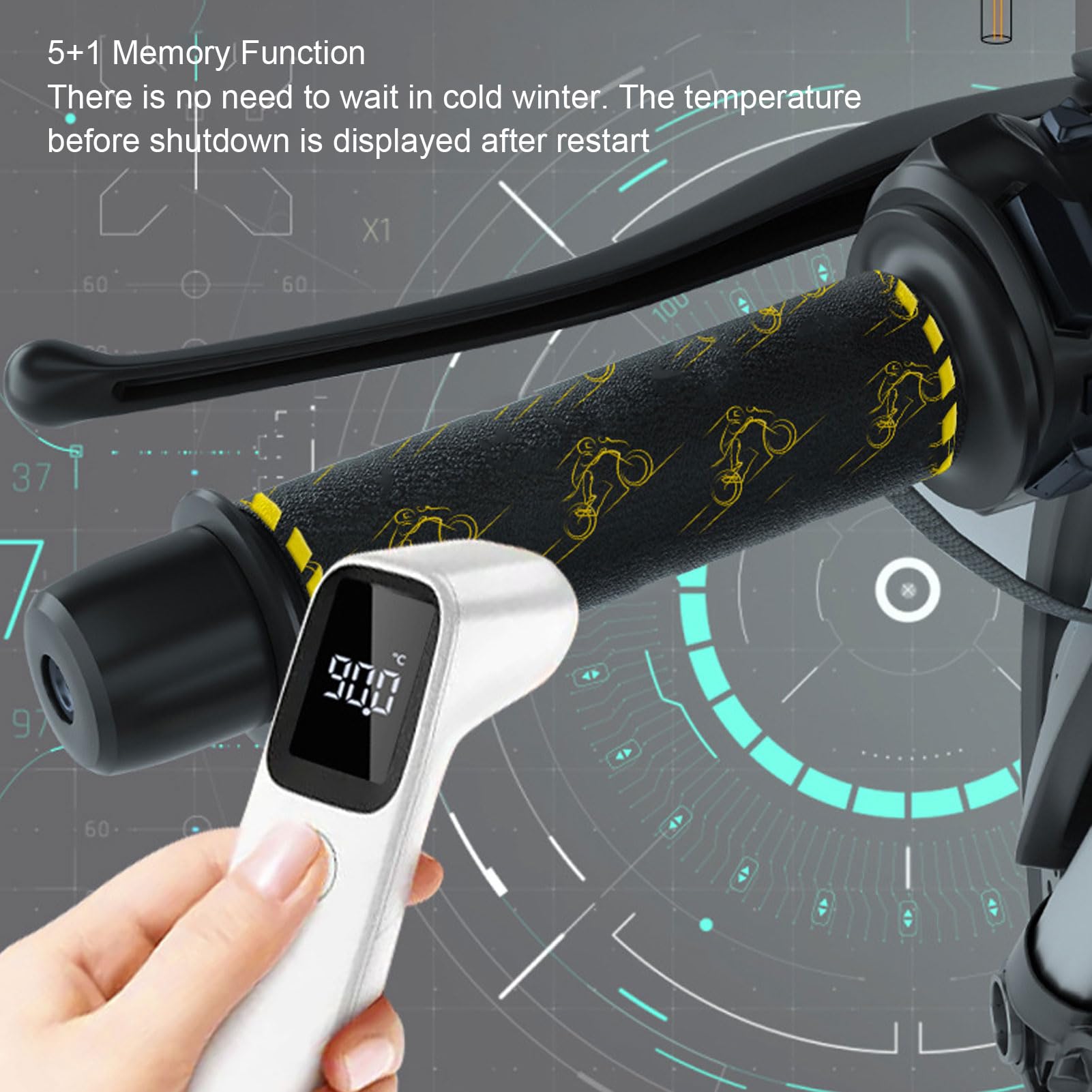 Eujgoov Copertura Riscaldata per Manopole Moto, Protezione Termica per Impugnature Motociclo, 6 Impostazioni, Riscaldamento in 10 S, for Guida in Inverno