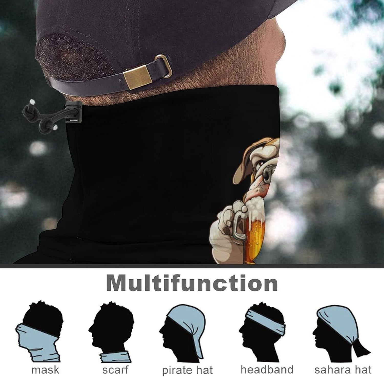 Bulldogs Beer Neck Gaiter Multifunctional Face Mask Windproof Head Wrap for Men Women