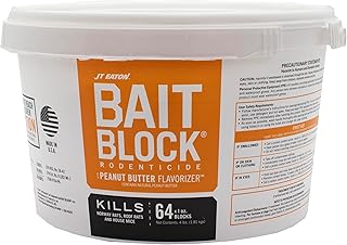 Bait Block Peanut Butter Flavor Rodenticide – 4 lb. Pail – Effective Rodent Control Bait Blocks – Long-Lasting and Easy to Use