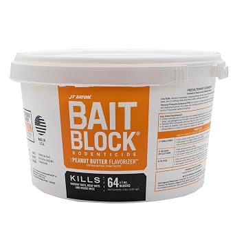 JT Eaton Bait Block Peanut Butter Flavor Rodenticide 4 lb. Pail Effective Rodent Control Bait Blocks Long-Lasting and Easy to Use