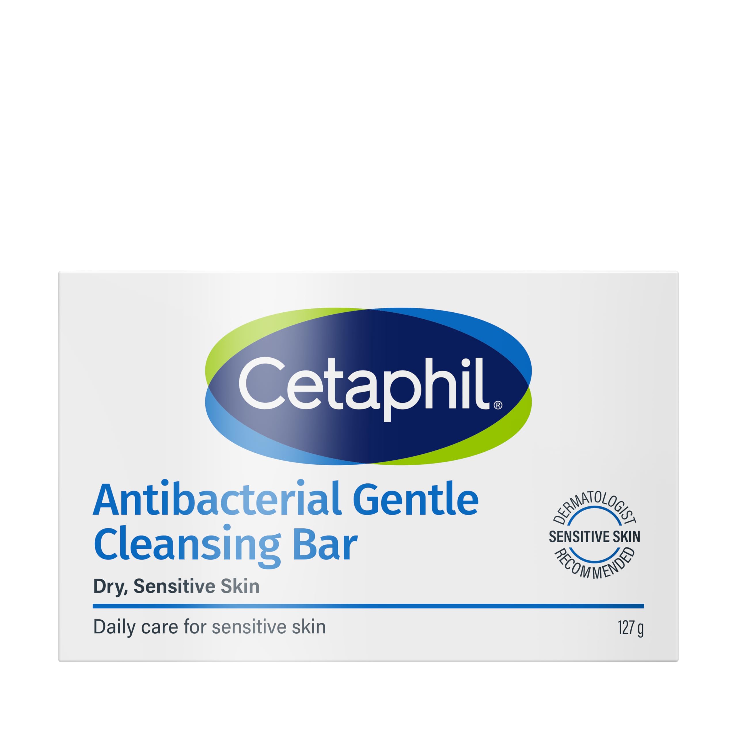 Cetaphil Antibacterial Cleansing Bar 127g, Gentle Antibacterial Body & Hand Bar for Everyday Washing, Non-Drying Cleansing for Normal to Oily Skin, Rinses Clean, Trusted Skincare Bar