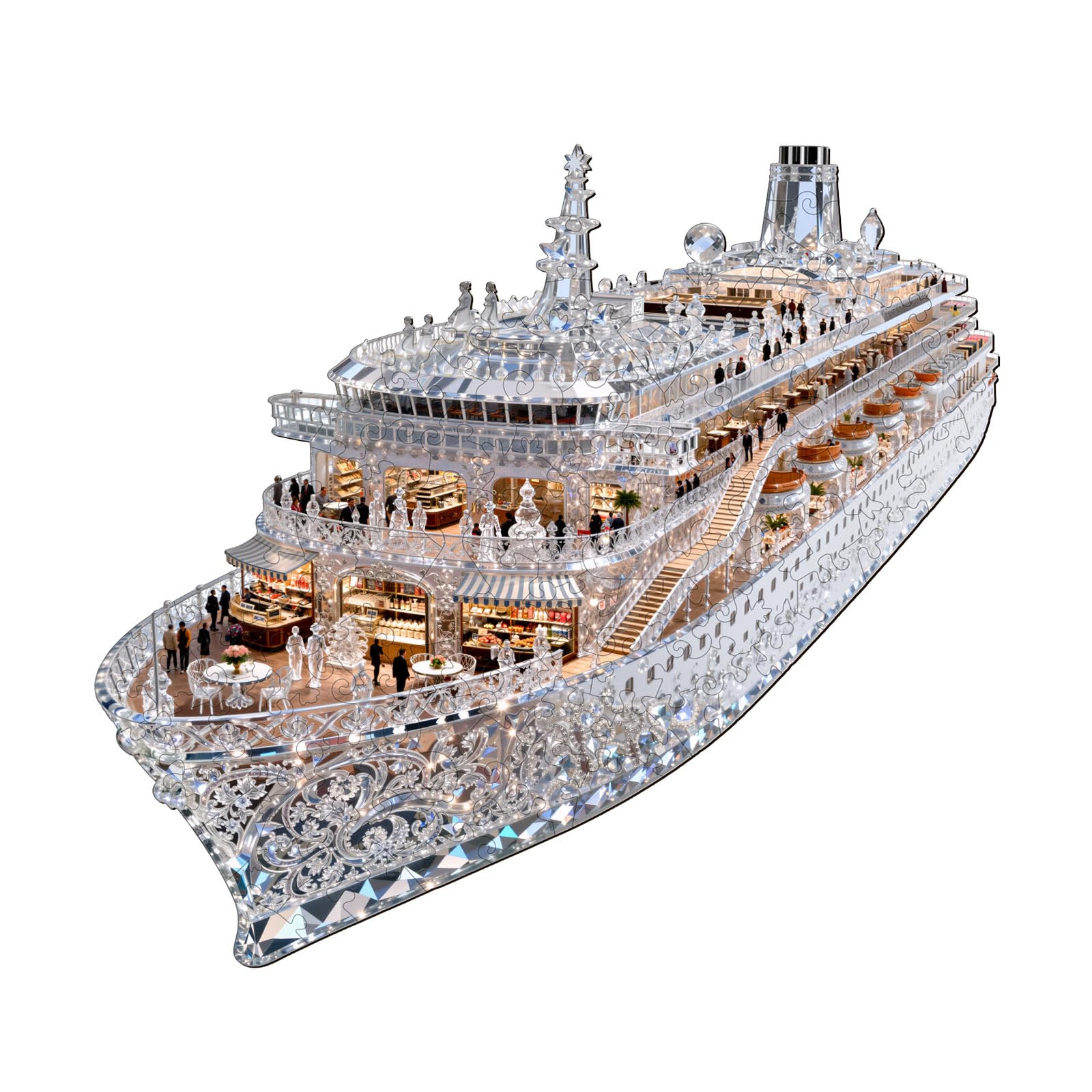 Blumuze Wooden Puzzle, Glass Cruise Ship Wooden Jigsaw Puzzles For Adults, Unique Shaped Animal Wood Puzzles For Adults With Wood Gift Box L-34 * 30.9cm
