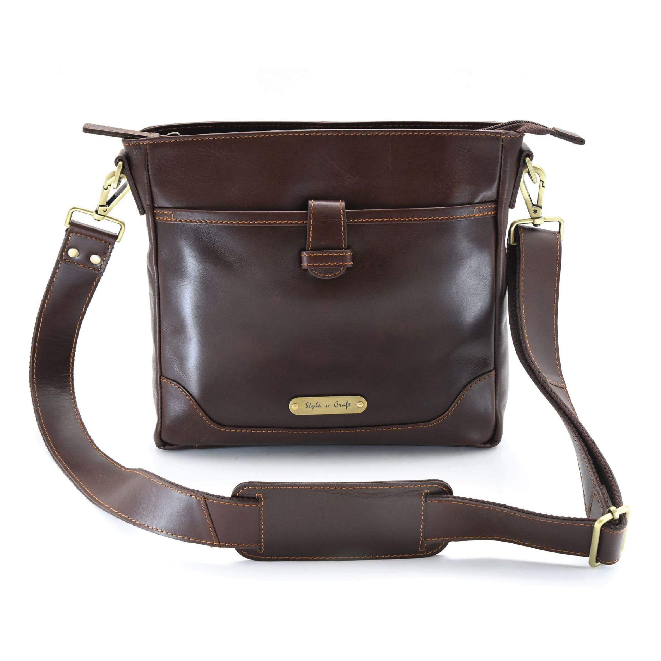 Style N Craft Cross Body Messenger Bag Or Satchel, Dark Brown