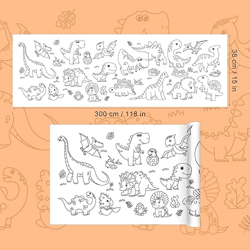 Miniatura 2 de Rollo de dibujo para niños rollo de color de 118 x 15 pulgadas papel adhesivo para colorear y pintar para niños aula fiesta de cumpleaños dinosaurio