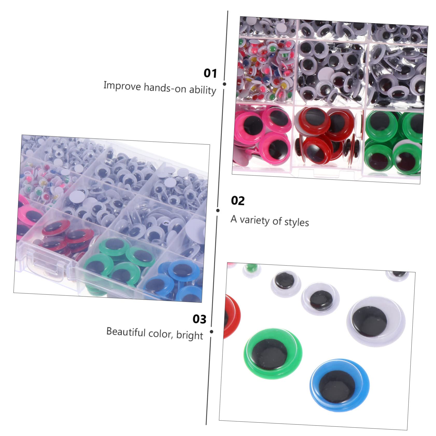 NUOBESTY 3 Sätze Selbstklebende Plastikaugen DIY Bastelaugen Für Handwerk Puppen Und Scrapbooking Für Projekte 1500 Stück * 3