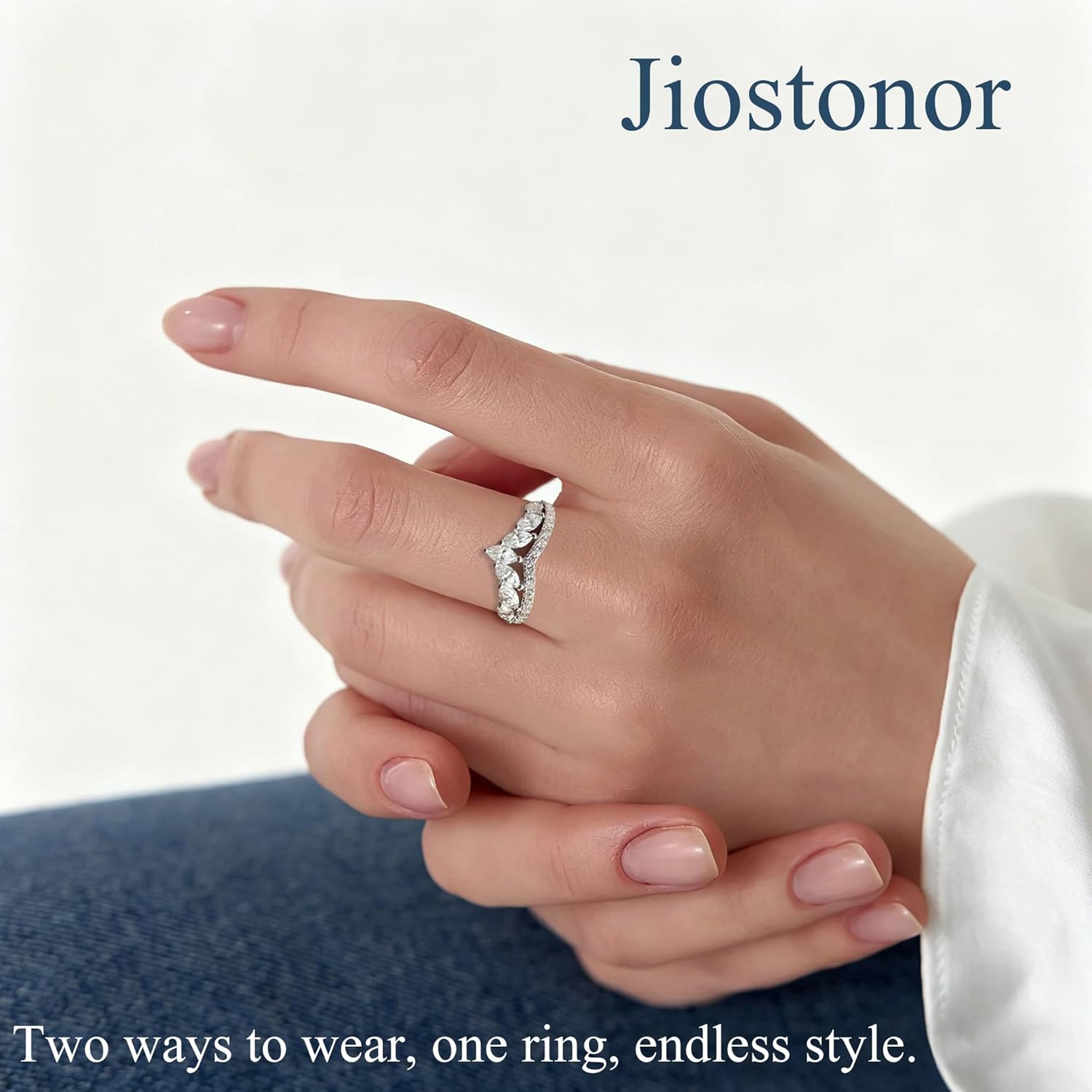 Curved Moissanite Eternity Rings Wedding Bands for women D Color VVS1 Clarity Marquise Cut 925 Sterling Silver Ring Guard Enhancer Anniversary Band with Certificate - Image 4