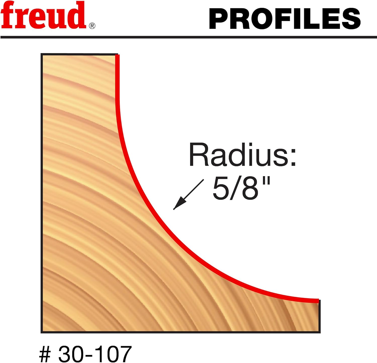 Freud 30-107: 5/8" Radius Cove Bit with 1/2" Shank