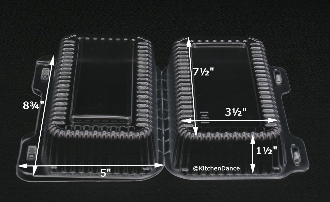 Clear Plastic Hinged Take Out Container 8 x 4#PXT395 (25)
