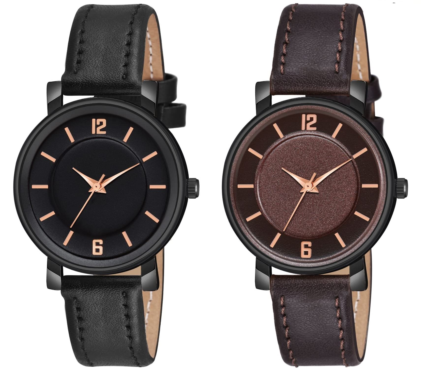 KIROH Analogue Round Dial Stylish Premium Leather Strap Watch for Girls and Women (Pack of -2,Black-Maroon) (B0BZ8KNBMP) Amazon Price History, Amazon Price Tracker