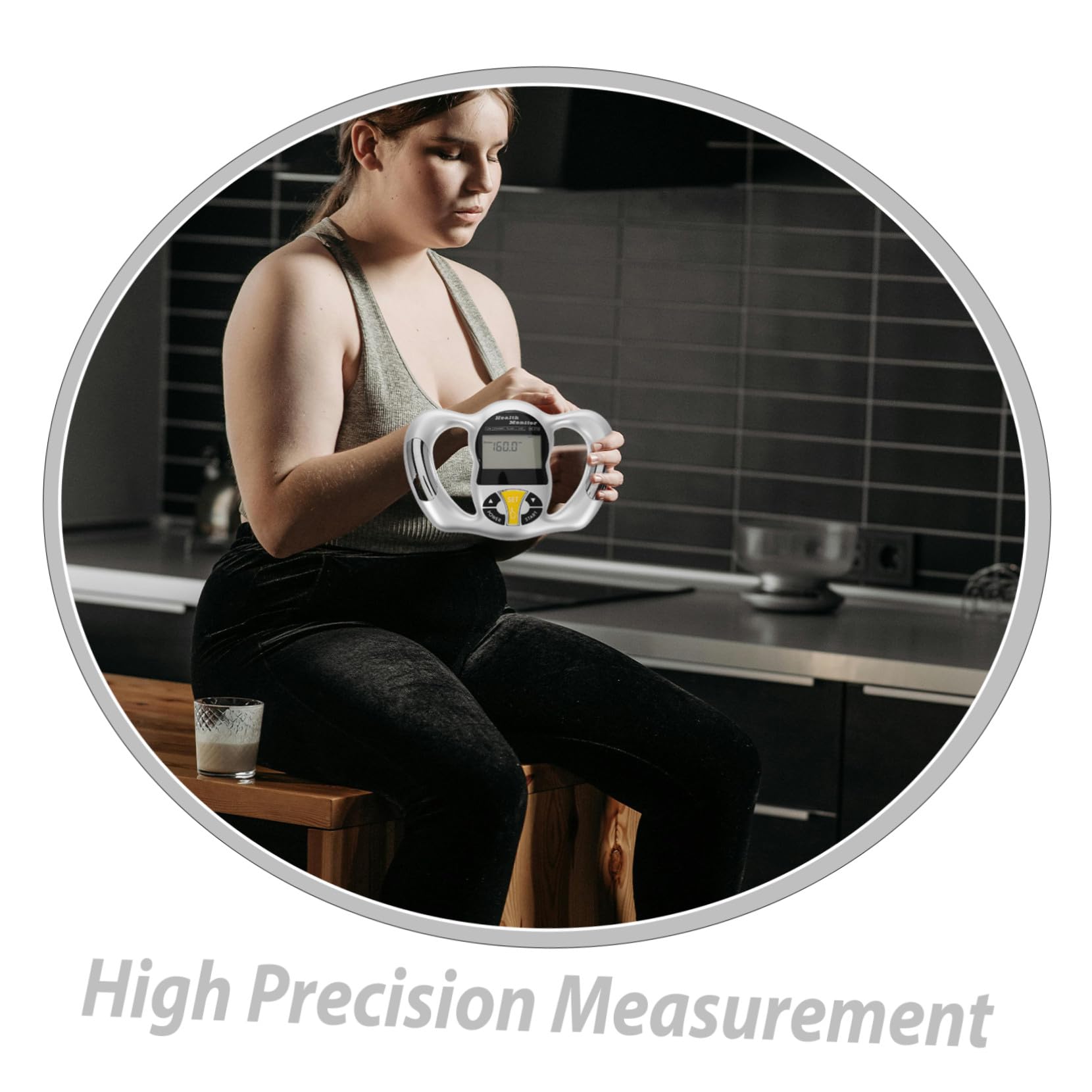 Misuratore Grasso Corporeo Portatile Argento Abs, Analisi Bmi | Misurazione Digitale Precisa, Uso Ovunque e Viaggio, Interfaccia Intuitiva e Design Compatto