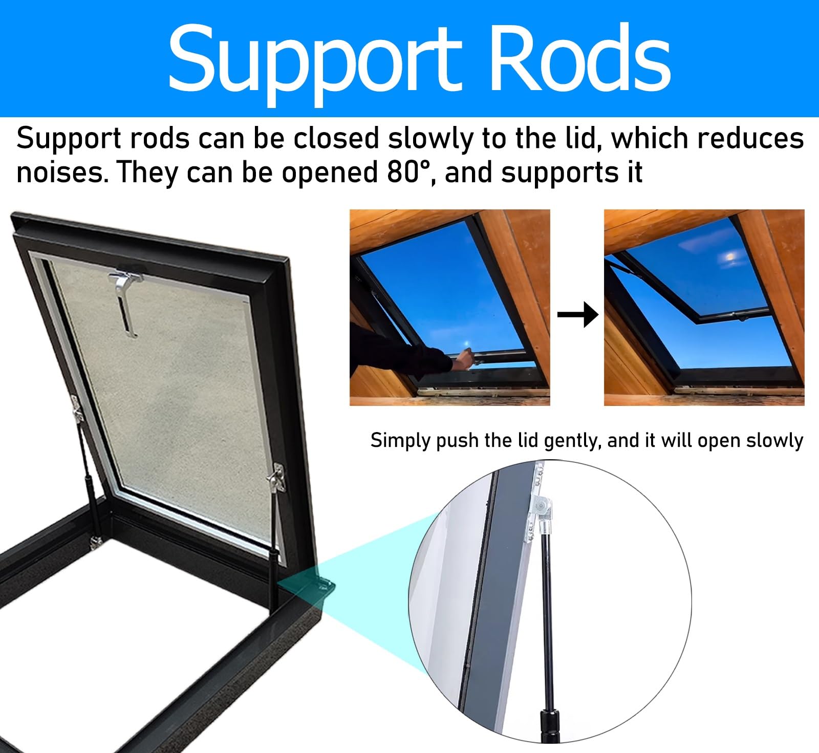 Lar Egress - Luz de techo plana de aluminio con doble capa templada, escotilla de acceso para áticos/habitaciones de sol (60 x 85 cm / 23.6x33.5in)