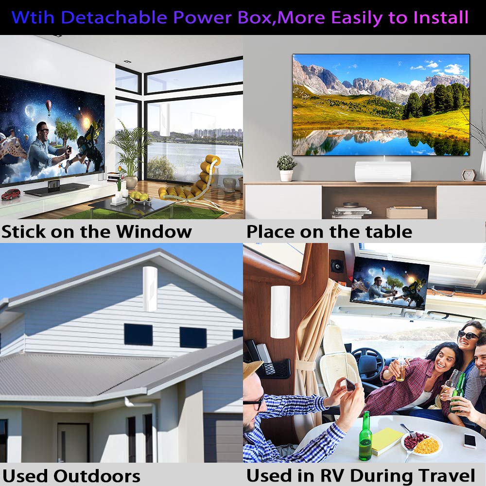 Antena de TV de alcance de más de 900 millas, antena de TV digital para interiores con amplificador y amplificador de señal, antena HD portátil para TV interior y exterior para Smart TV y televisores