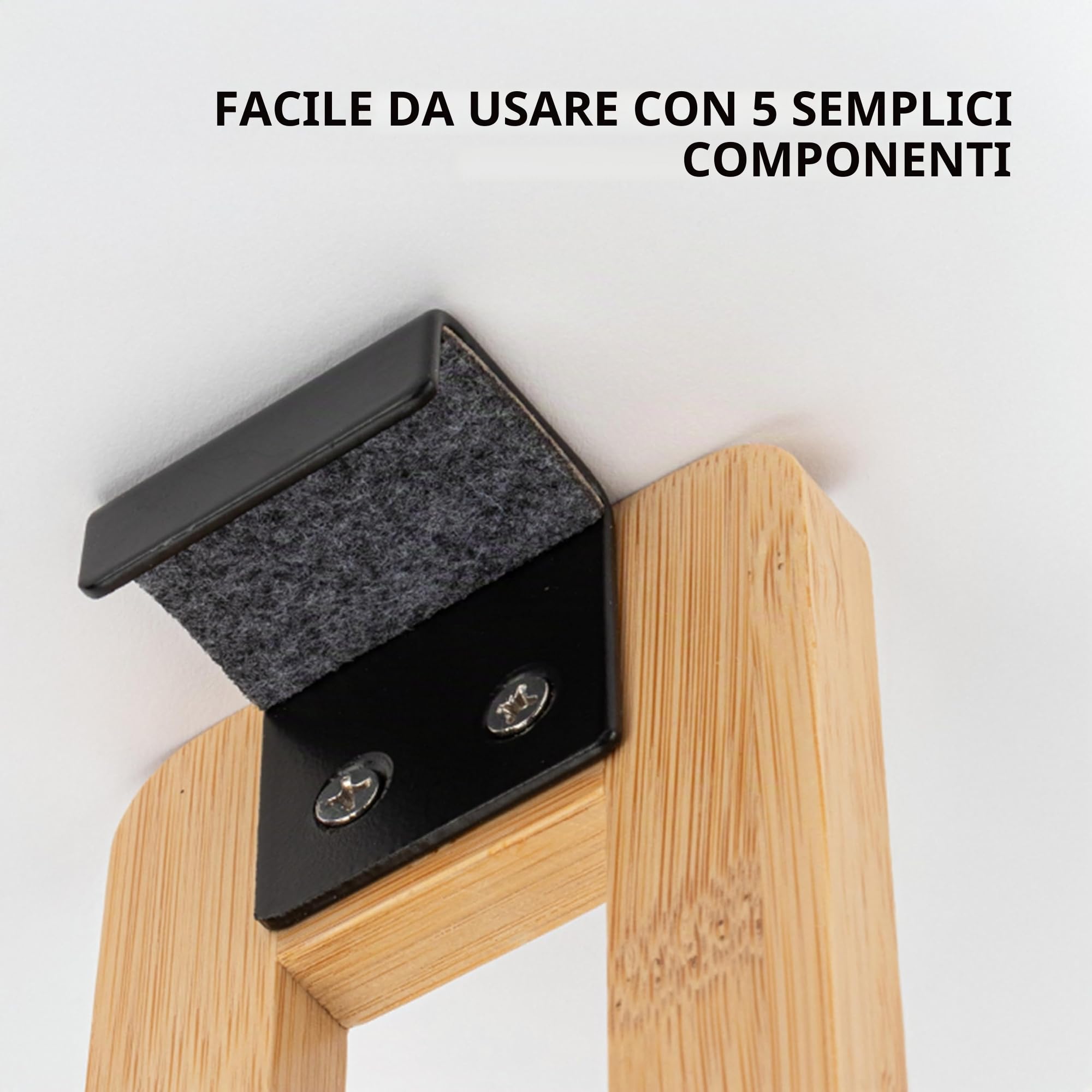 SVADA Mensola doccia senza trapano in bambù – Cestino sospeso in legno – Organizer bagno per shampoo, bagnoschiuma e accessori