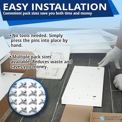 Vista 6 de ReplacementScrews 4 pines Billy para estantería/clavijas compatibles con IKEA Parte 131372 – Soporte de estante fundido a presión de aleación de zinc