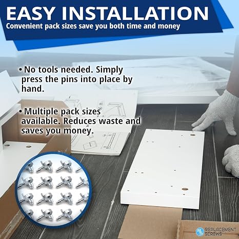 ReplacementScrews Shelf Support Pins Compatible with IKEA Part 131372 | (BILLY Bookshelf), Zinc Alloy Die-Cast Shelf Pegs, Pack of 4